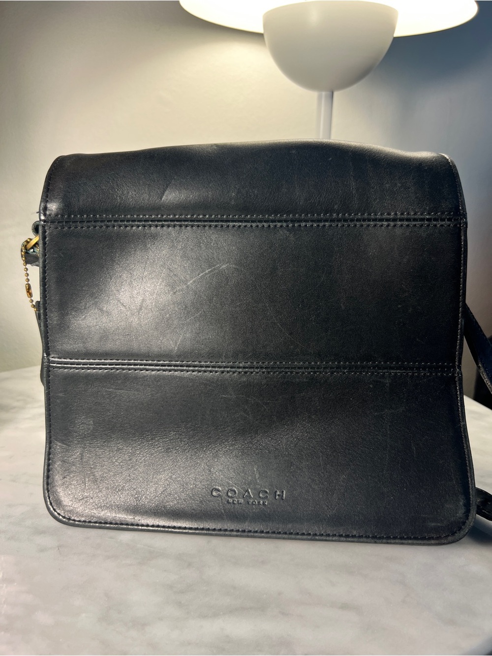 VINTAGE Coach 1998 Tribeca Flap Crossbody Black Leather Y2K Minimalist Luxury
